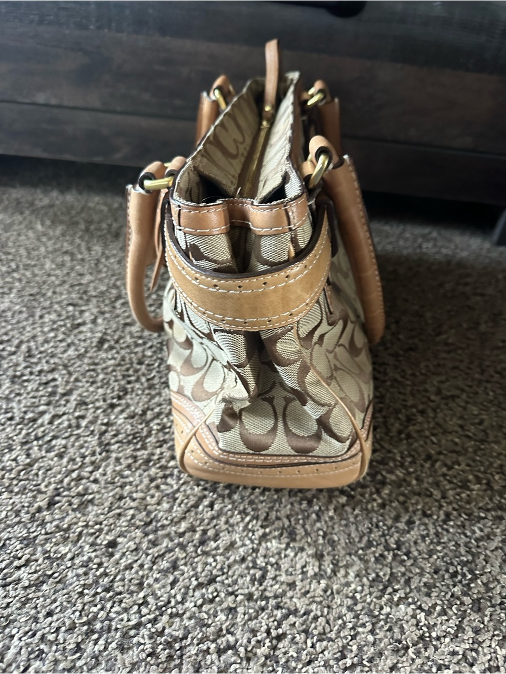 Coach Brown/Tan Signature Canvas Tote with Matching Wallet - Picture 12 of 16